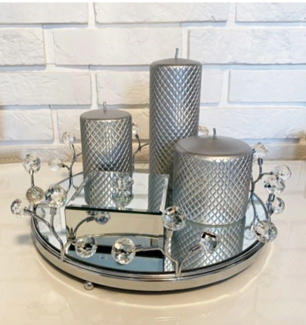 Taca lustrzana tacka srebrna okrągła 25 cm