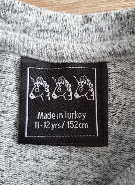 Szary sweter z jednorożcem, 11-12 lat