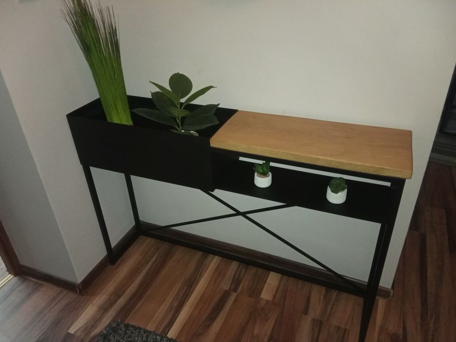 Kwietnik konsola loft dębowa