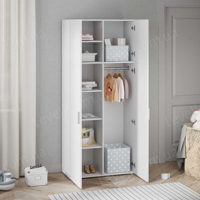 Шафа з полицями розпашна ля спальні, офісу прихожей  Біла