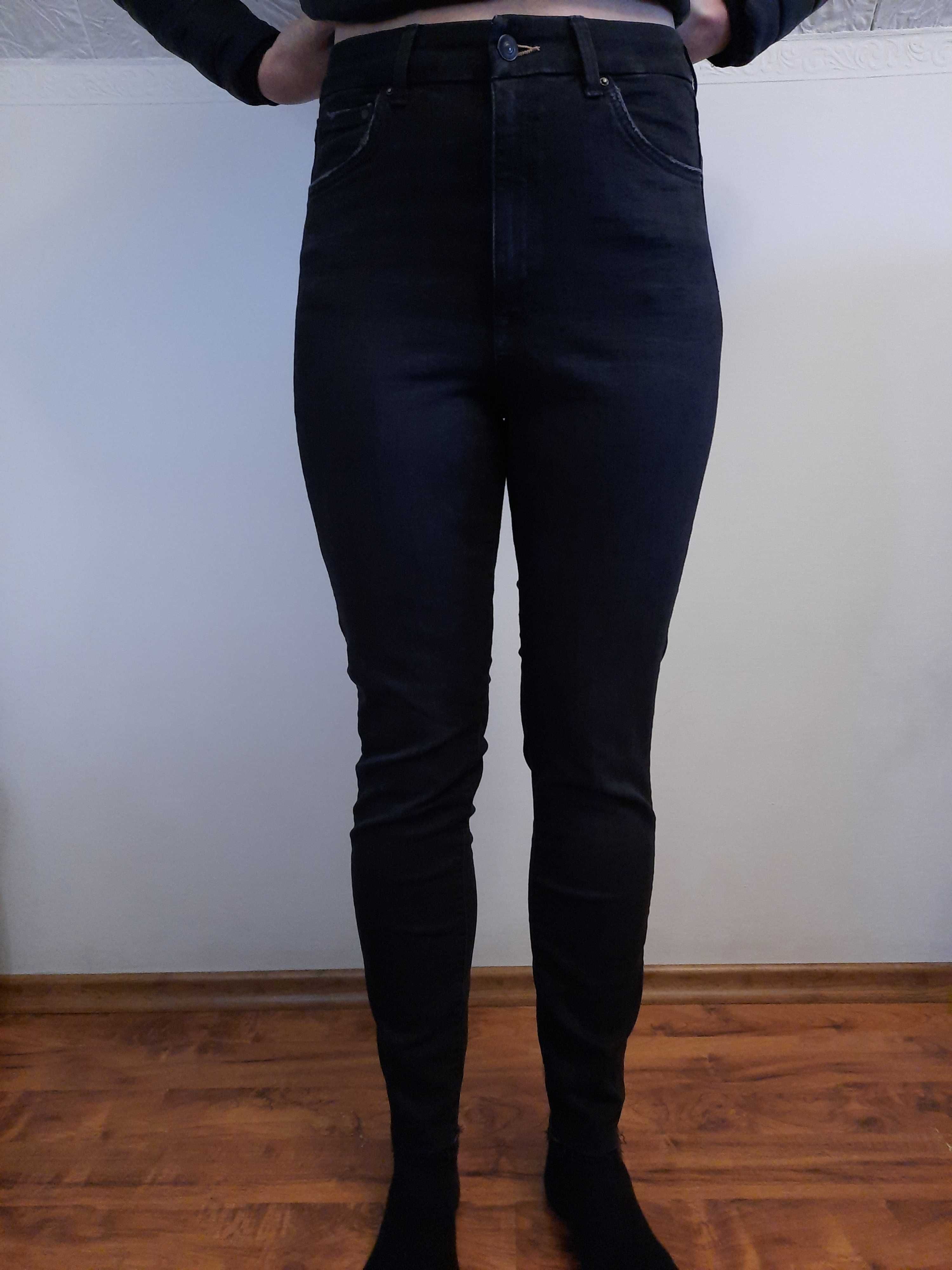 Spodnie jeansowe czarne jeansy skinny wysoki stan Denim 31 M