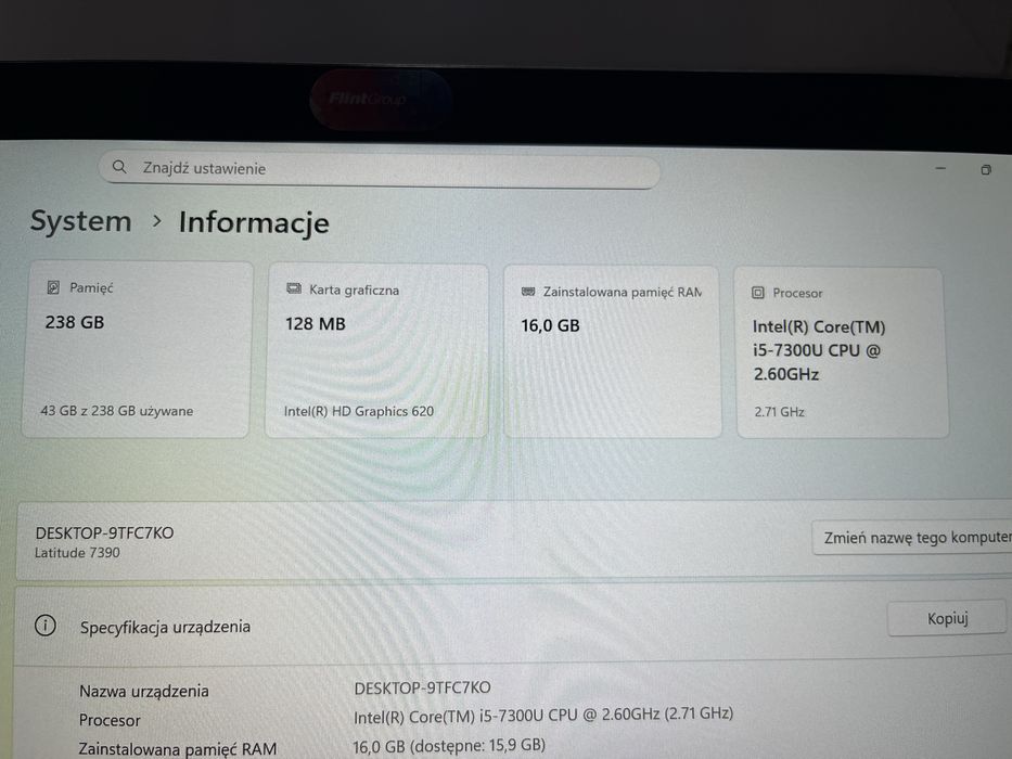 Laptop Dell Latitude 7390 i5 16GB ram NOWA BATERIA idealny na studia