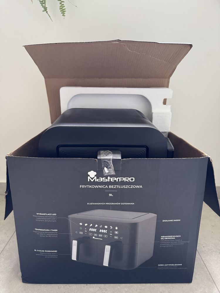 Podwójna frytkownica beztłuszczowa 9L Masterpro lidl Air Fryer, 2400 W
