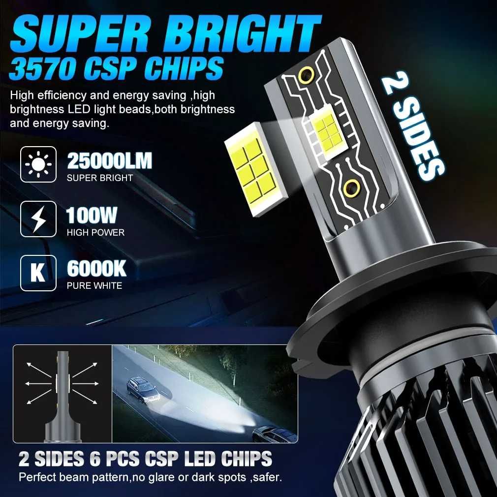 Lâmpada H4 Led Canbus  Faróis LED CSP 3570 Lâmpada 6500K Branca  12V