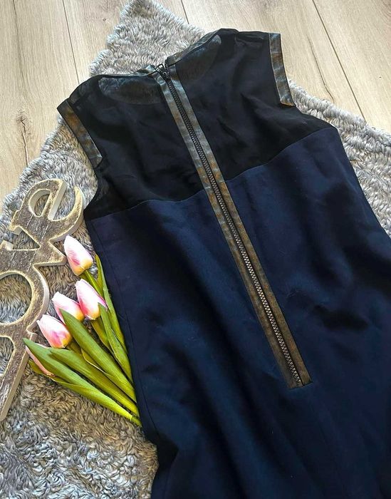 Sandro Paris oryginalna granatowa sukienka mini koktajlowa  r. XS