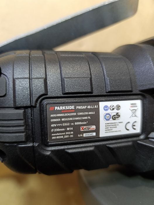 Акумуляторна болгарка Parkside 40 V