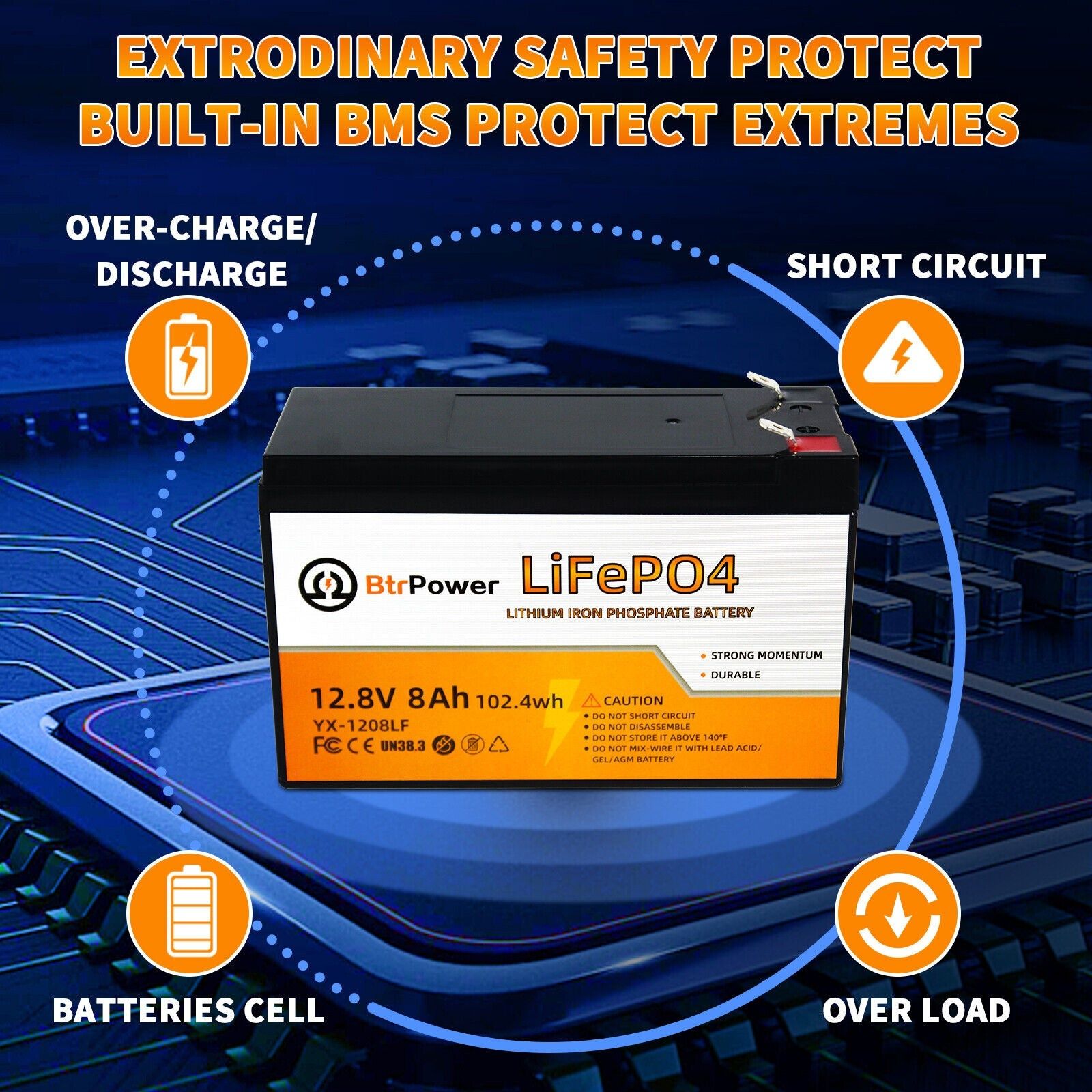 Аккумулятор Lifepo4 12V 8Ah для ИБП