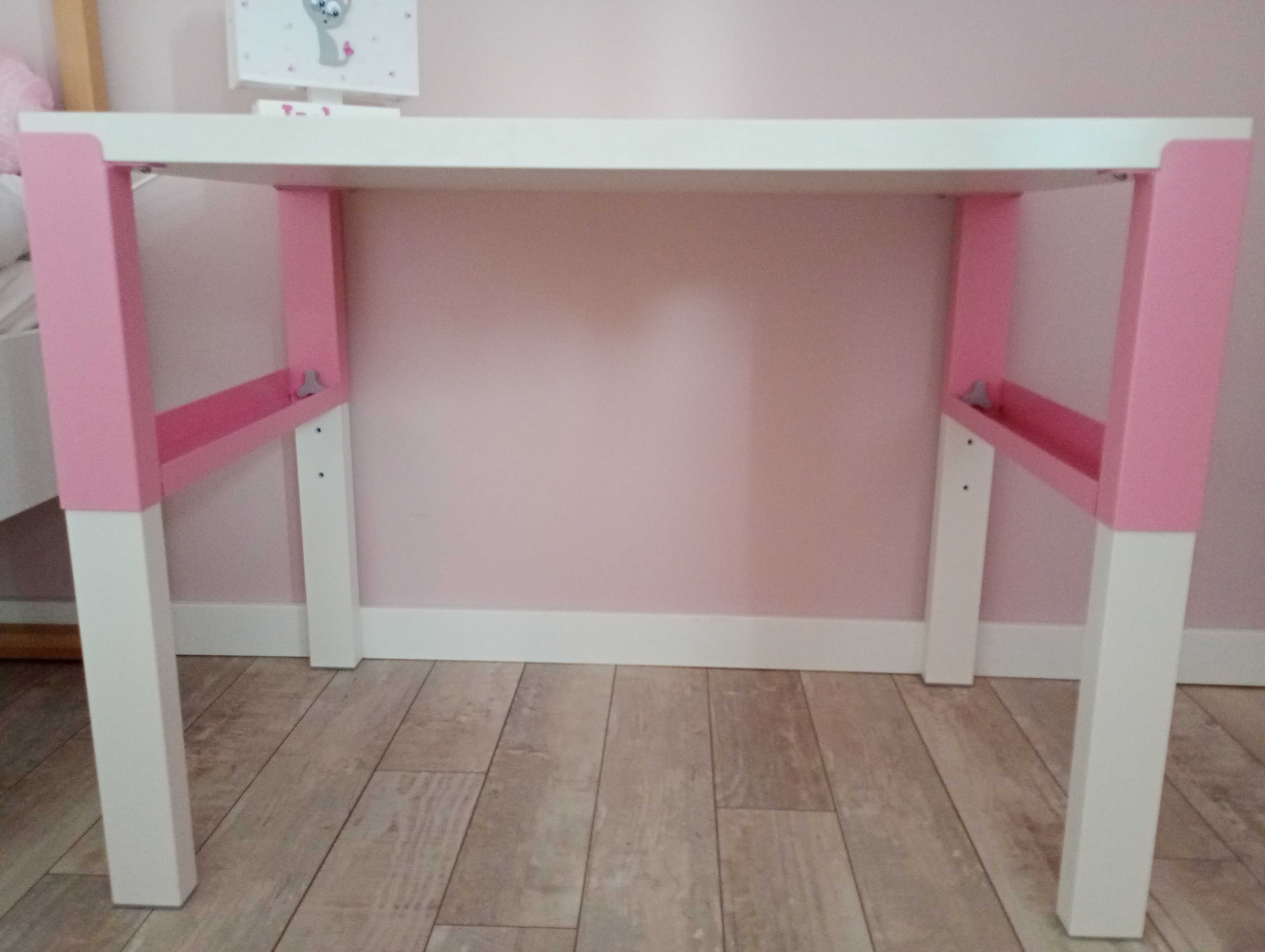 Biurko Ikea biało różowe