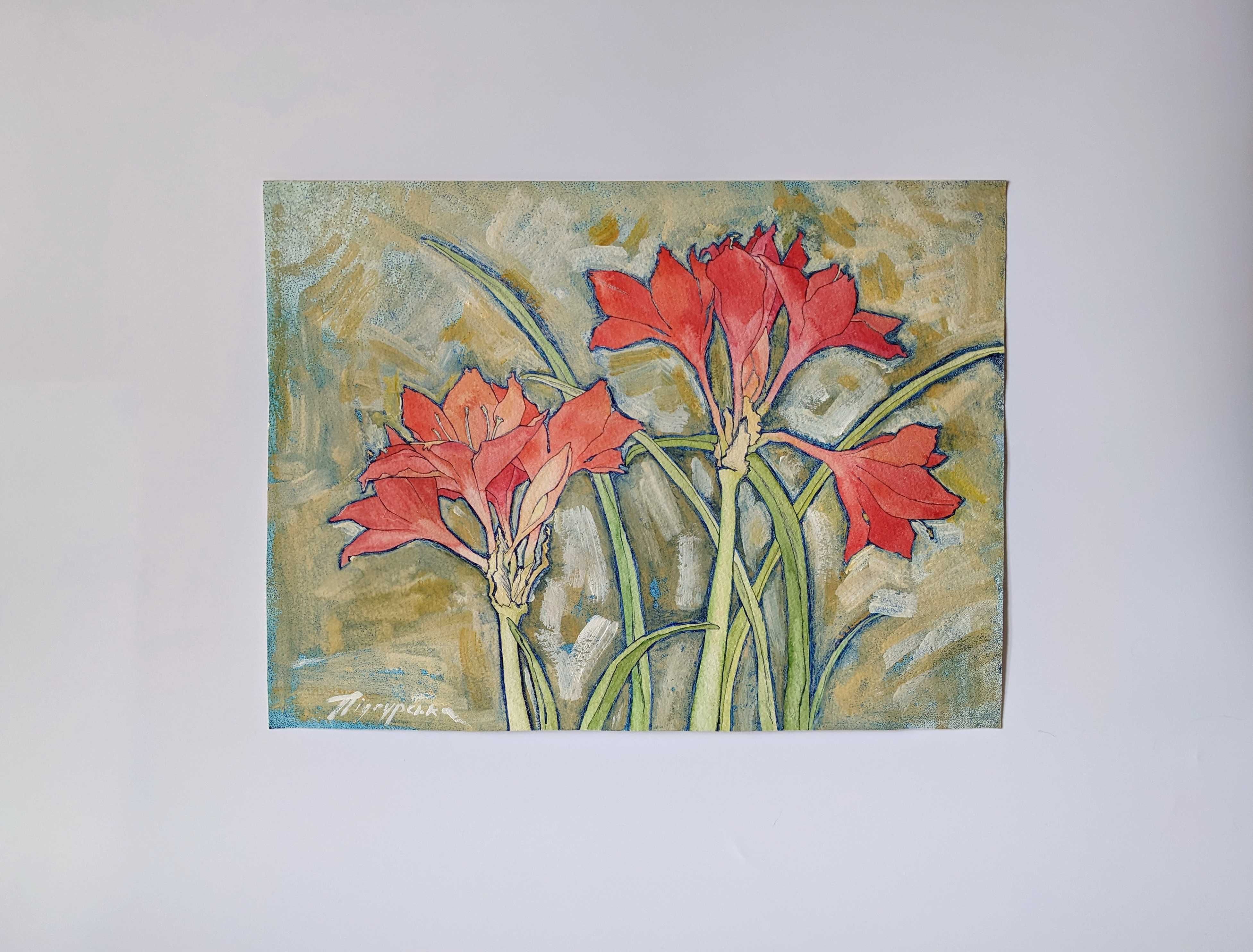 Ботанікал арт, Hippeastrum, 30*40 акварель, папір, картина