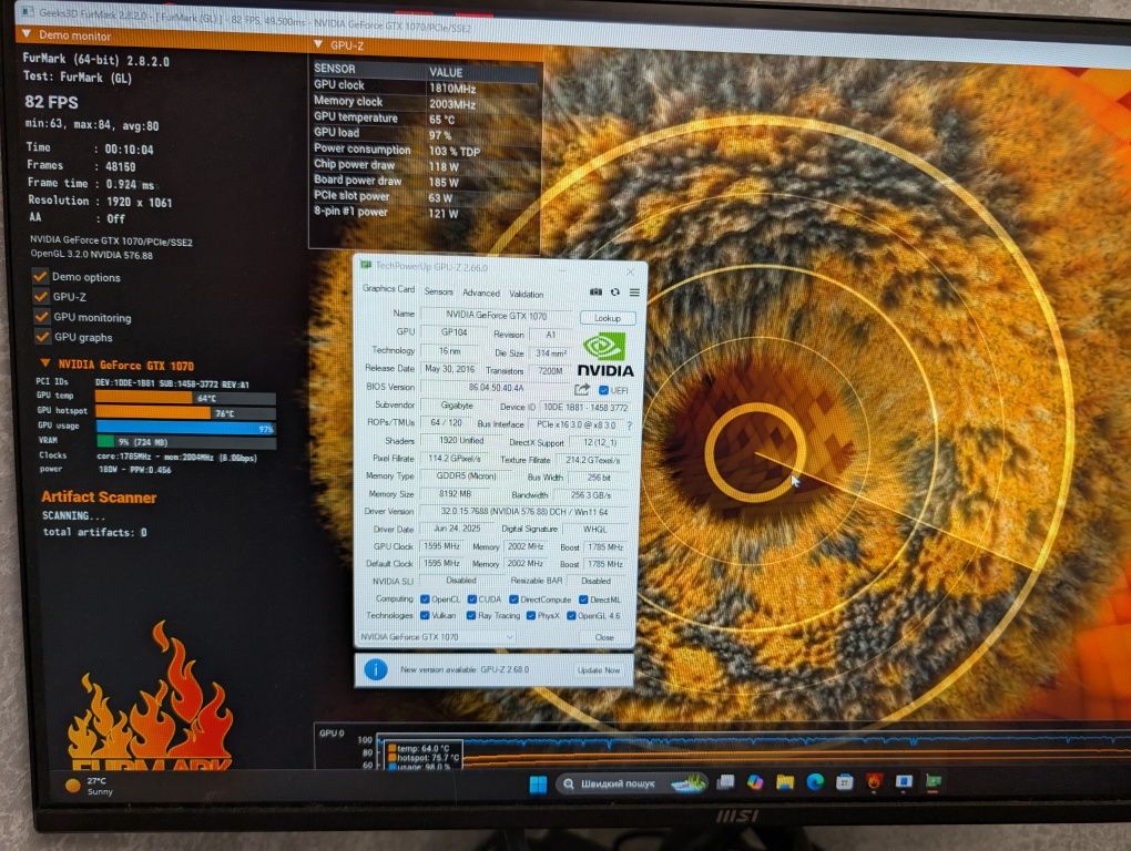 Відеокарта GIGABYTE G1 GTX 1070 8GB (GDDR5) Гарантія