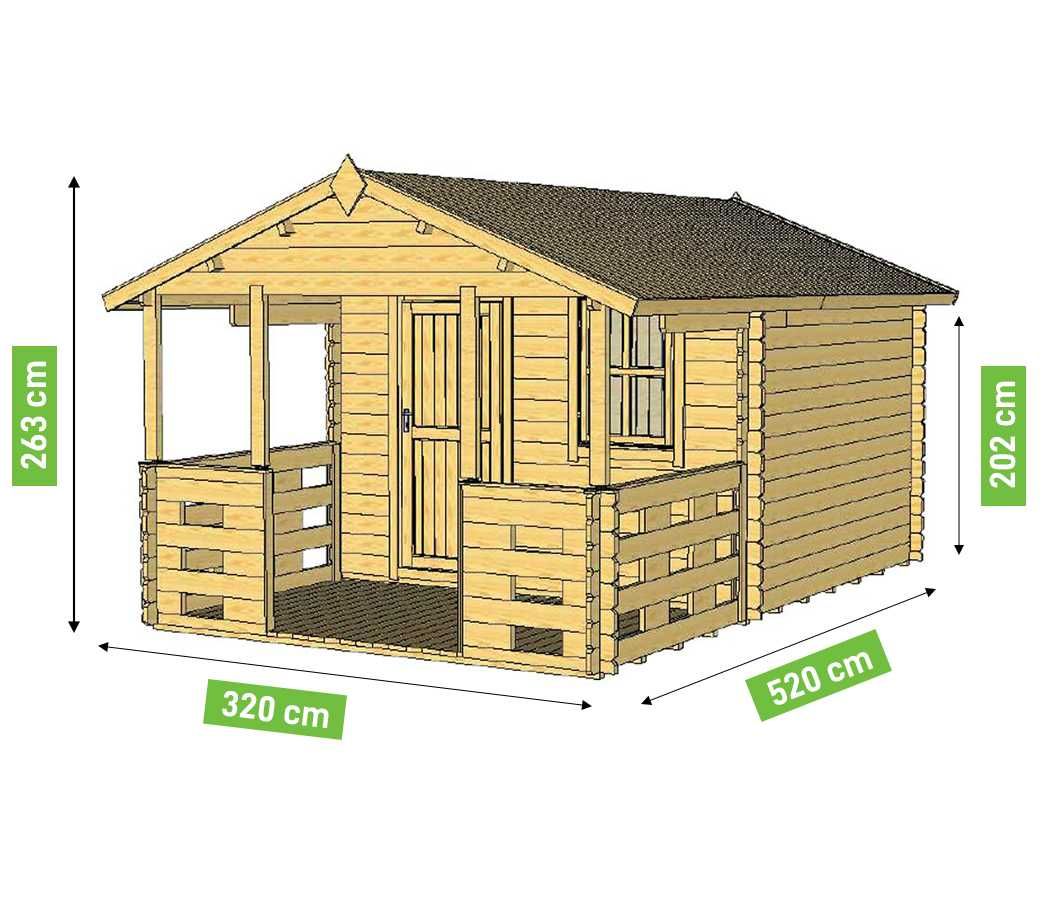 Domek, altana Sandra 320 x 320 cm + Taras 320 x 200 cm - balik 35mm