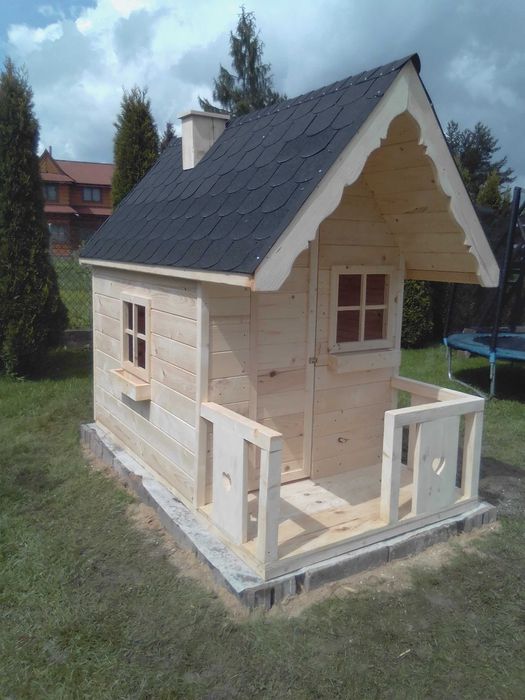 Plac zabaw domek drewniany dla dzieci Stylowy Solidny