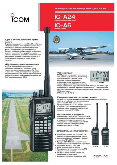 Радиостанция Icom ic A6/А24 Аавио рация трансивер air