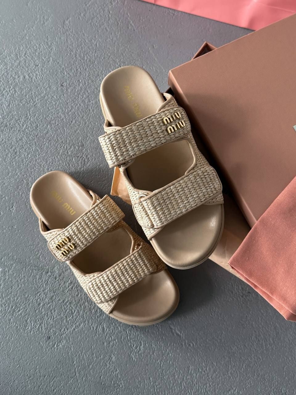 р36-41 Шльопанці Miu Women's Miu Crochet knit slides Beige Brown Black
