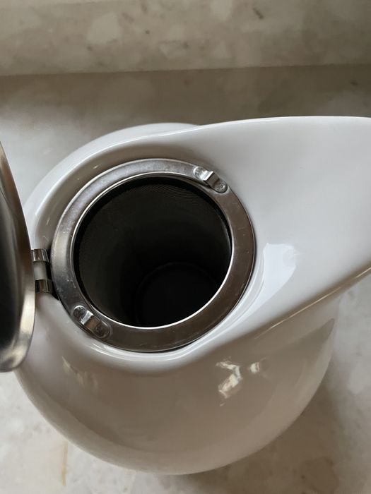 Imbryk podgrzewany czajniczek bialy podgrzewacz