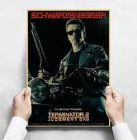 Плакат постер на крафтовой бумаге из фильма Терминатор 2 Шварценеггер