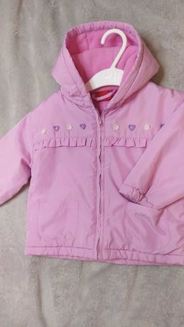 Liliowo różowa przejściowa kurtka w rozmiarze 74