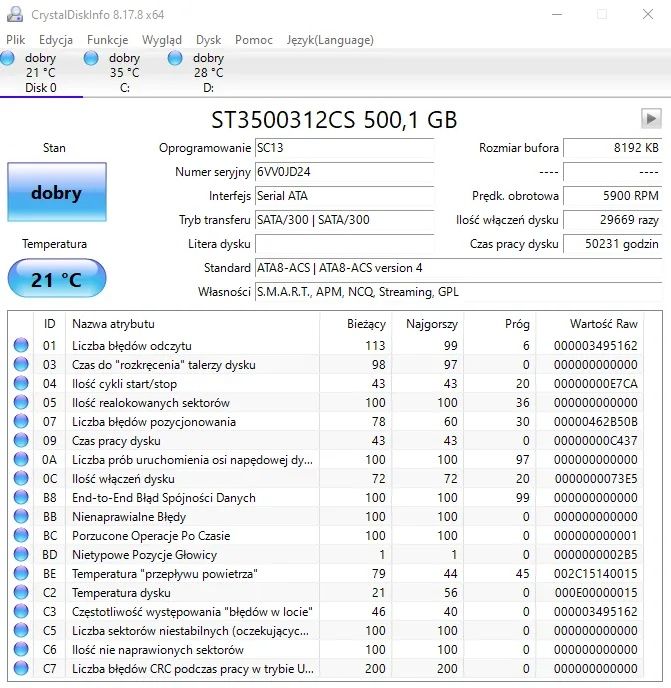 5 dysków 500gb pipeline hd 2 500gb, łącznie 2.5 tb