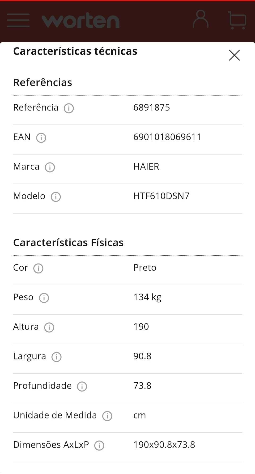 Americano HAIER HTF610DSN7