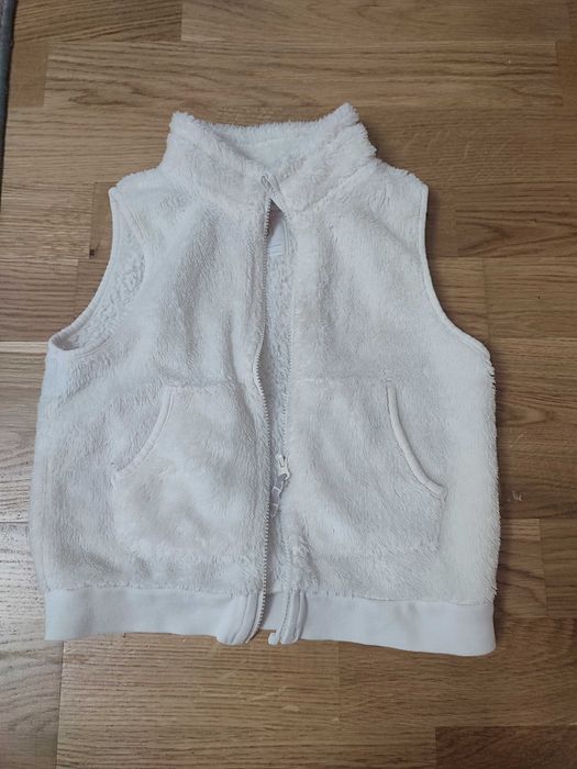 Biała/kremowa misiowata kamizelka H&M 98/104