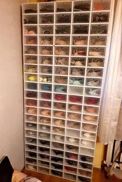 Biała szafka na buty regał z 20 organizerami z klapką