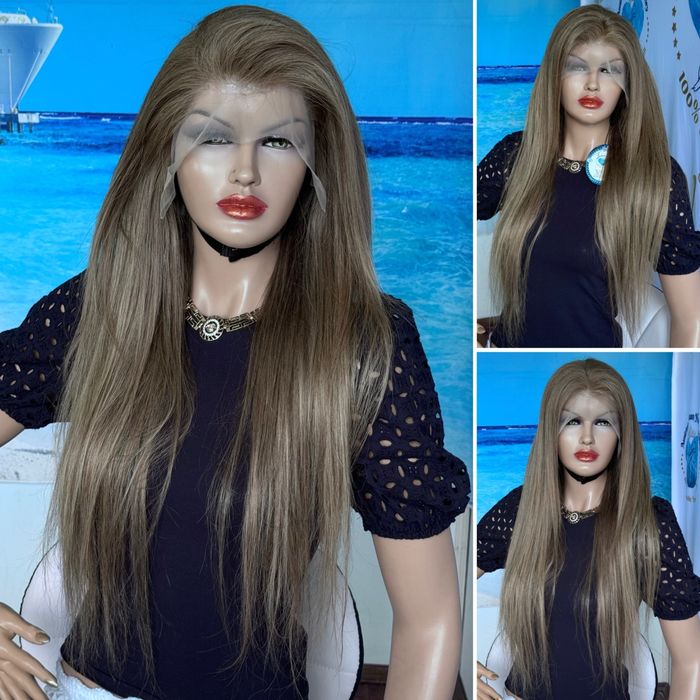 Натуральный парик большая система кожи славянка пепел русый волос 75см