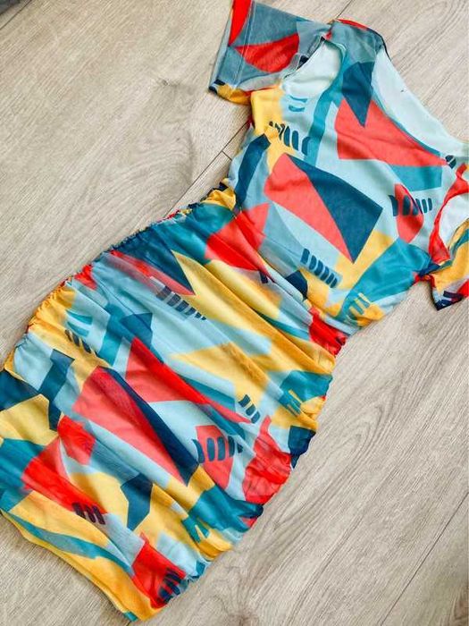 Ei8th Hour 36 38 sukienka marszczona tiulowa mini cudo wzory S M