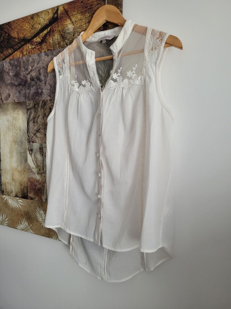 Biała bluzka na lato bezrękawnik koronkowy Limited edition 14 XL 42