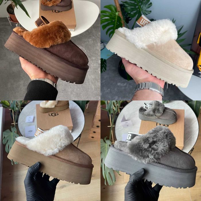 Женские тапочки UGG Funkette Slipper Platform 36-41 Натур Замша! Хит!