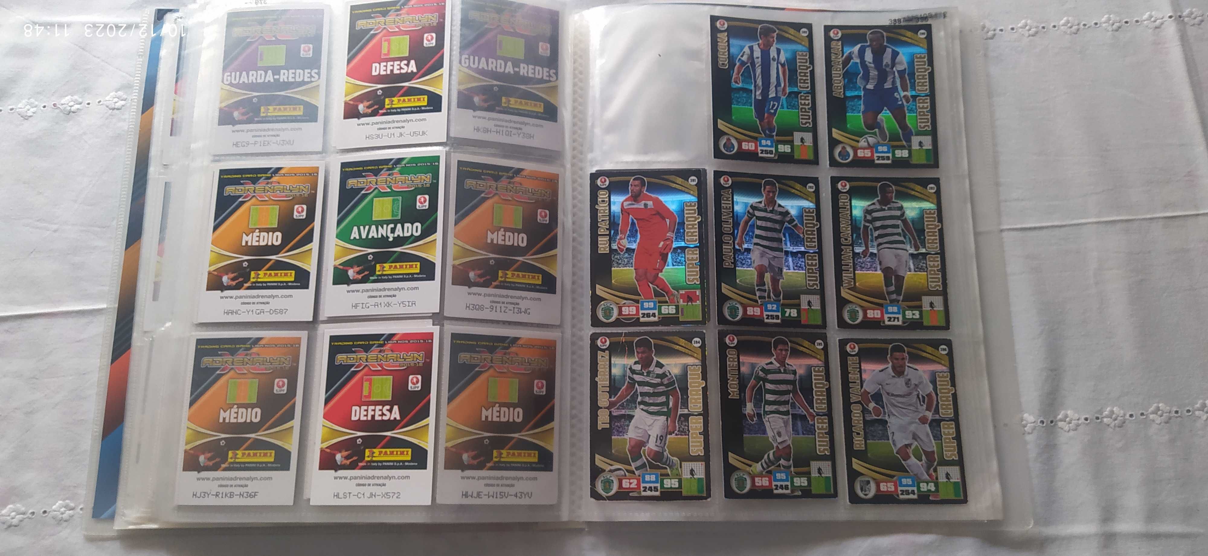 Caderneta Panini INCOMPLETA cartas Adrenalyn XL Liga Nos 2015-16