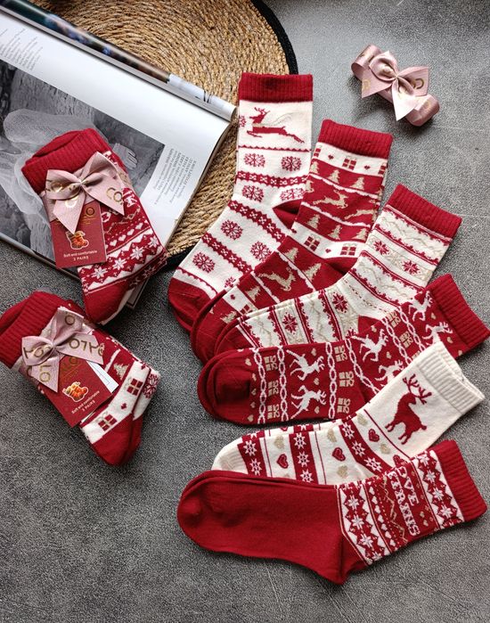Жіночі кашемірові новорічні шкарпетки, женские новогодние носки