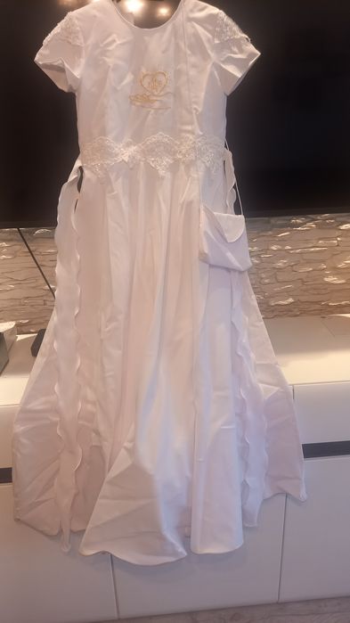 Sukienka komunijna, bolerko, torebka, wianek