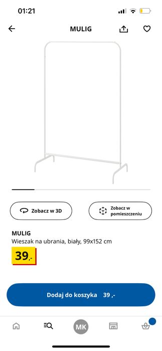 Mulig stojak na ubrania wieszak Ikea biały