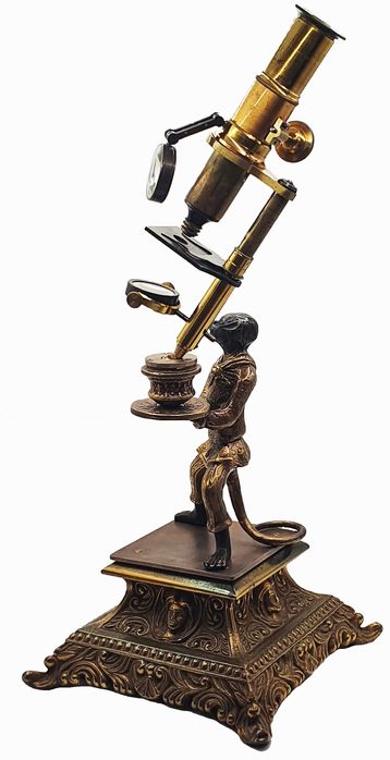 Brass reproduction of a “monkey microscope”