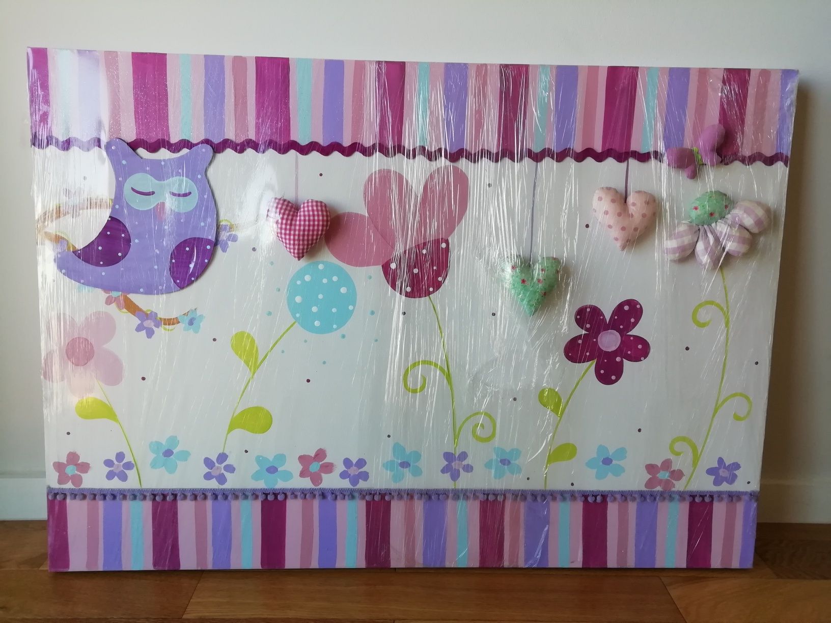 Quadro pintado à mão para quarto de criança bebé menina