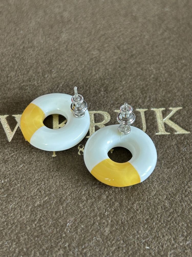 Kolczyki White Amber W. Kruk z bursztynem