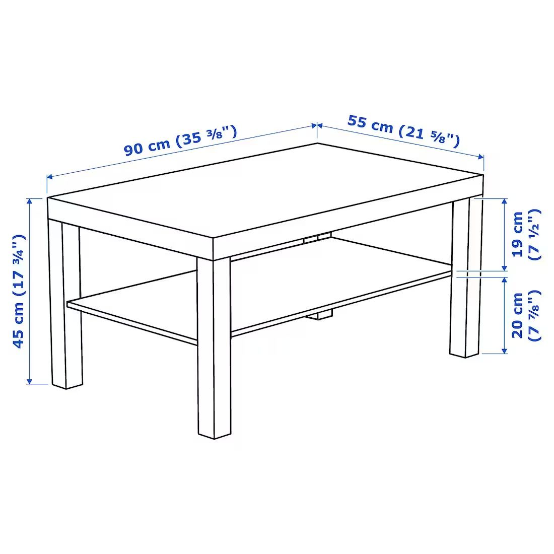 Biały stolik kawowy Ikea Lack  90x55x45