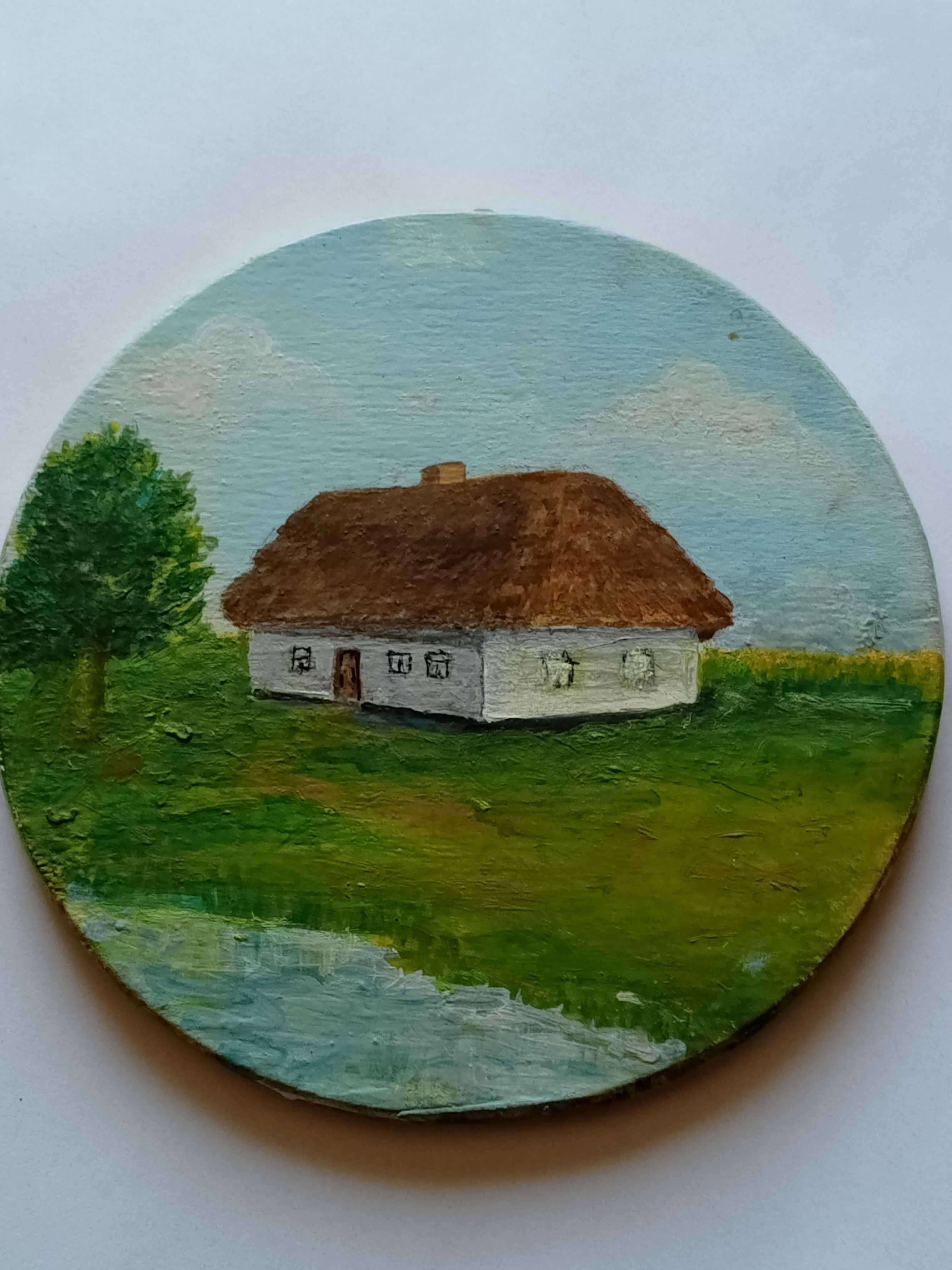 Миниатюра "Кіровоградське літо". Картина маслом на дереве.