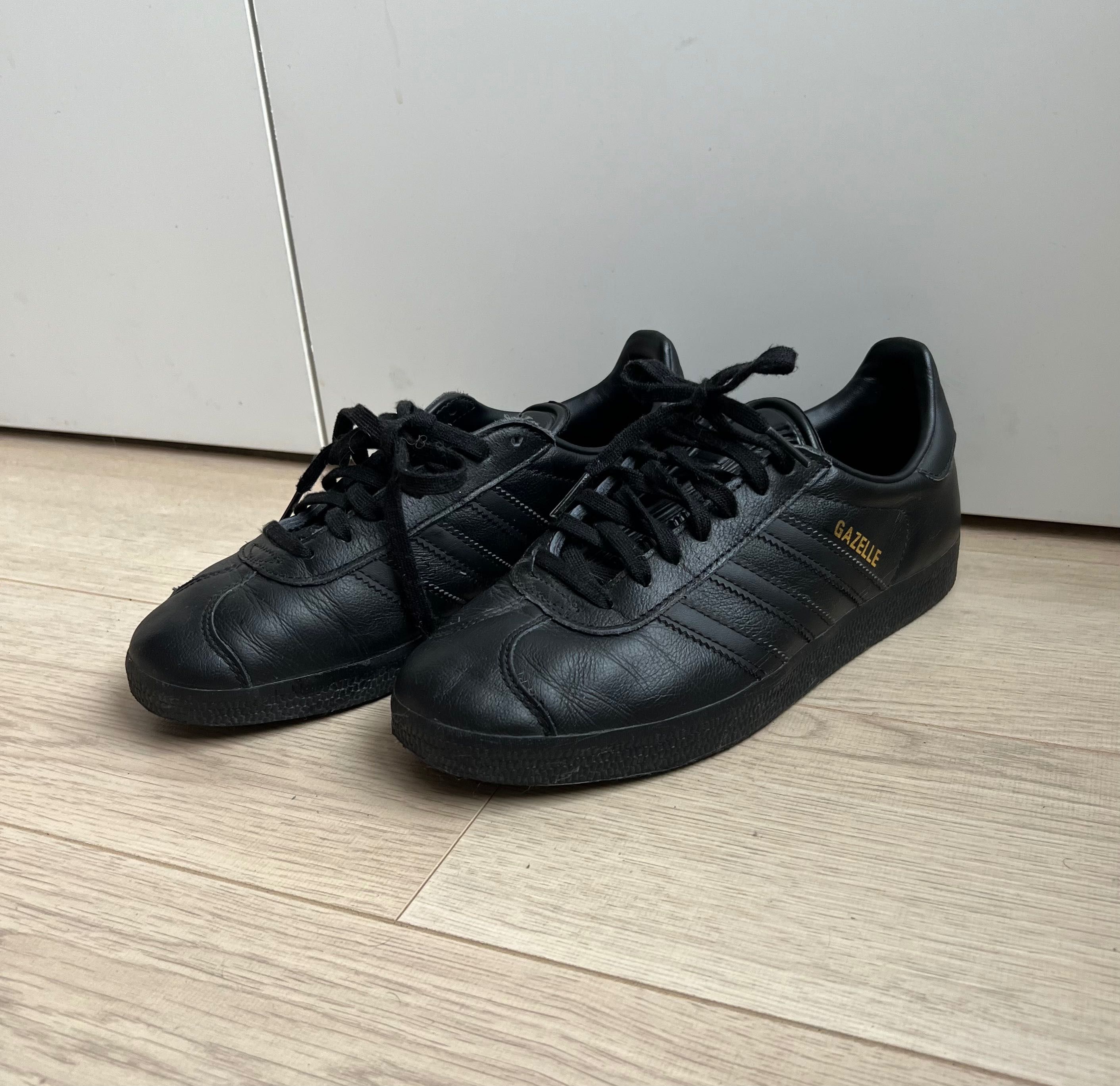 Чорні шкіряні кросівки adidas gazelle кеди