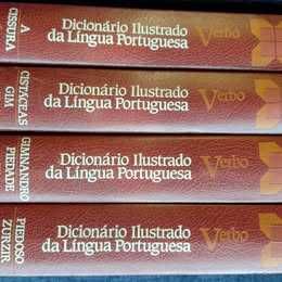 Dicionário Ilustrado Língua Portuguesa, Ed Verbo, completo, 4 volumes