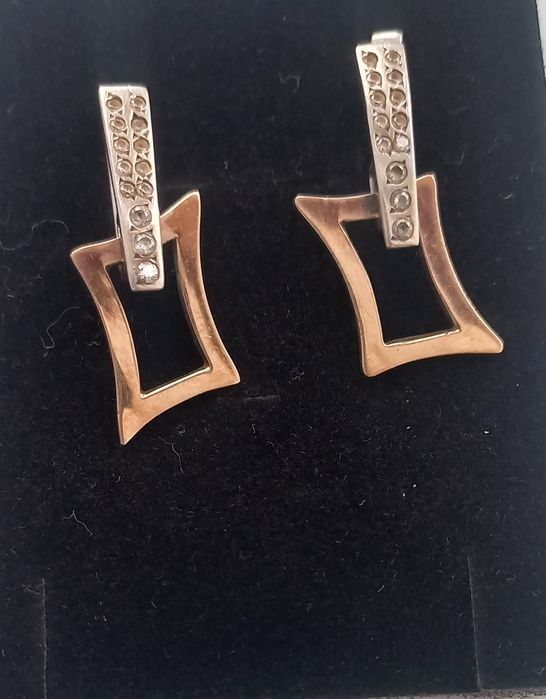 Сережки срібні з золотими пластинами