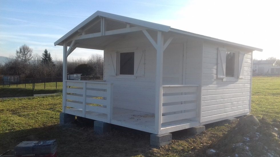 Drewniany domek ogrordowy , letniskowy, altana na działkę 4x4,5m