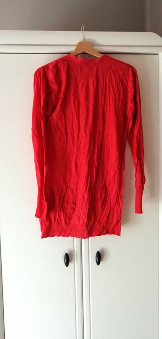 różowy malinowy koralowy długi sweterek kardigan narzutka  42XL 40L