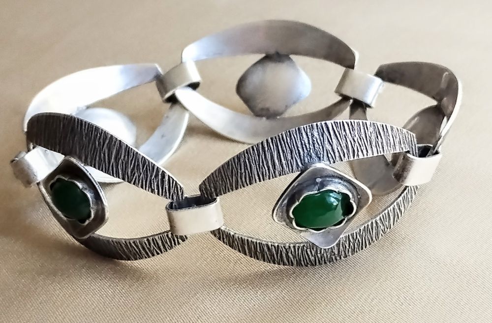 Unikatowa bransoletka srebrna, wzór Juwelia. Lata 70 te.