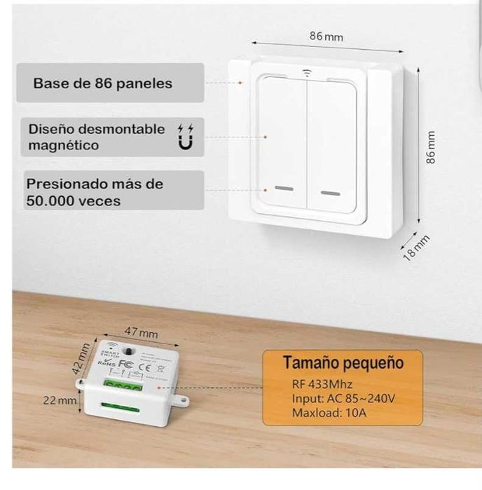 Interruptor sem fios e receptor (2 unidades)