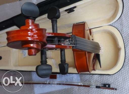 Violino de madeira castanho 3/4 novo e kit