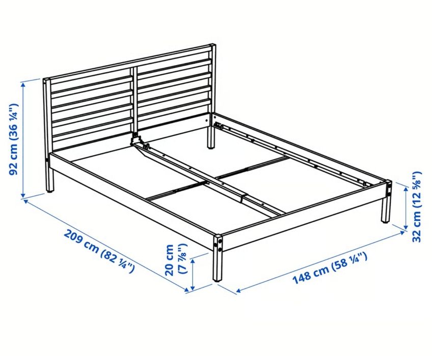 Cama IKEA TARVA - 140x200 cm com estrado e colchão incluído