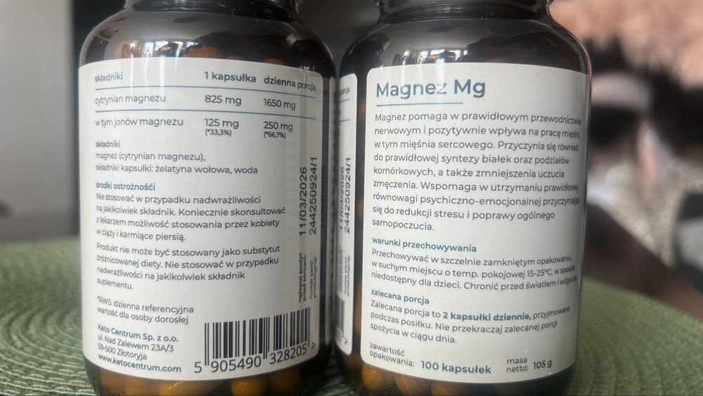 Magnez 125 mg (2 opakowania)– Wysoko przyswajalny Keto Centrum NOWE