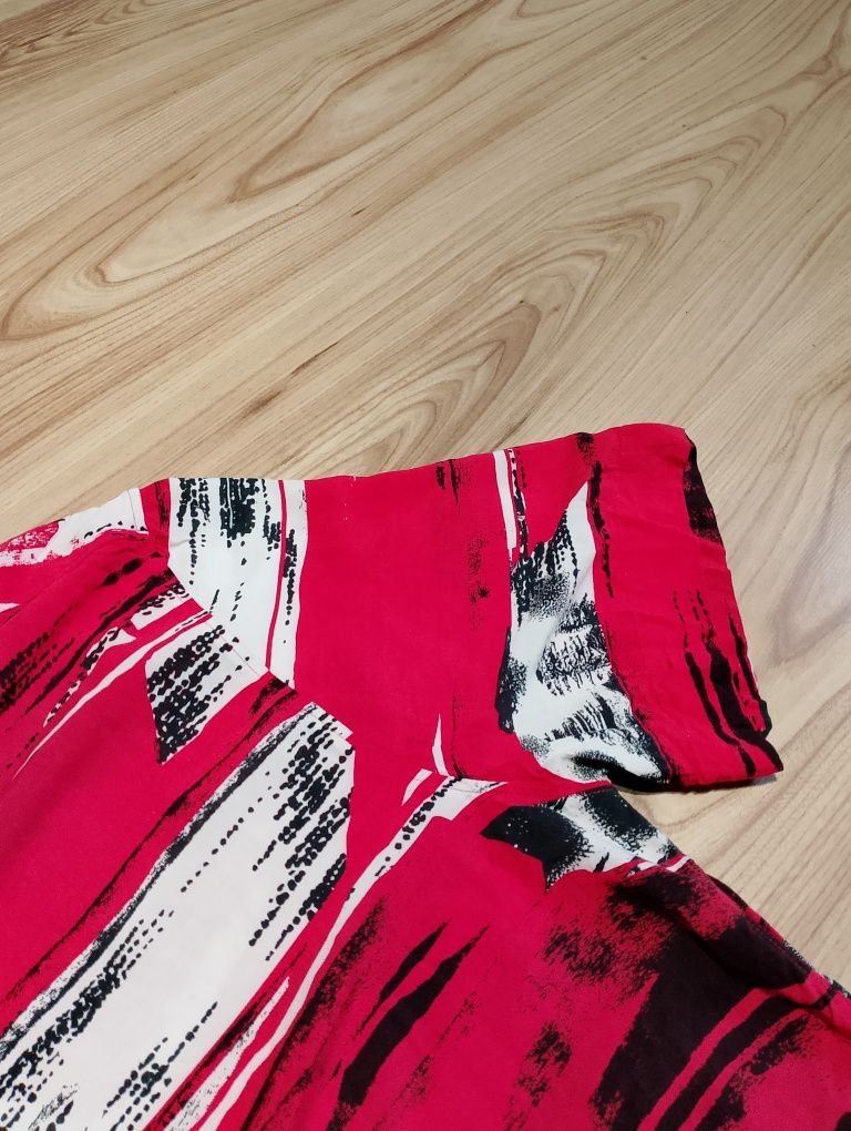 Czerwona Letnia Plażowa Hawajska Koszula HUGO Hugo Boss Straight Fit