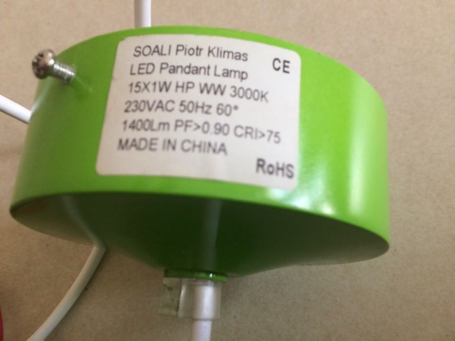 Lampa sufitowa zielona kula 15x1W diody Led